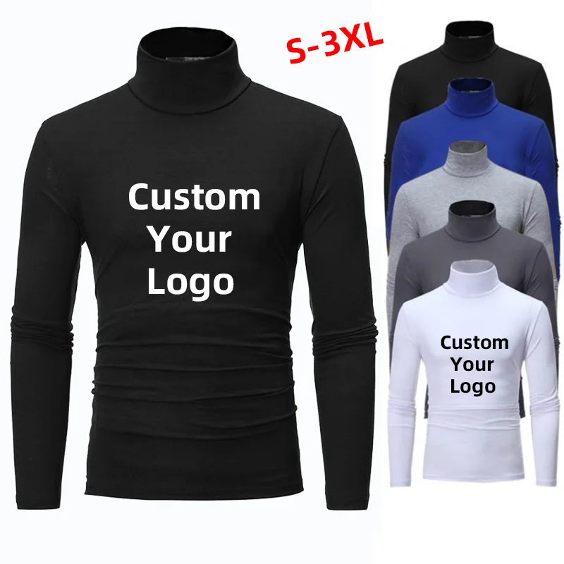 

Customise your logo Men's Turtleneck Undershirt Autumn Winter Warm Base T-shirt Sweater Slim Fit High Neck Pullover Tops