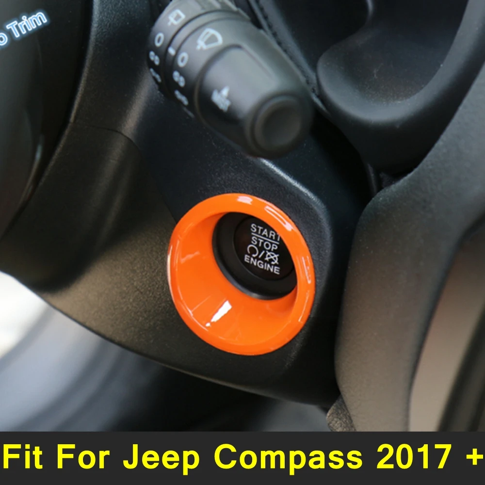 

Car Styling Start Stop Engine Push Button Frame Key Ring Cover Trim Fit For Jeep Compass 2017 - 2020 Modification Accessories