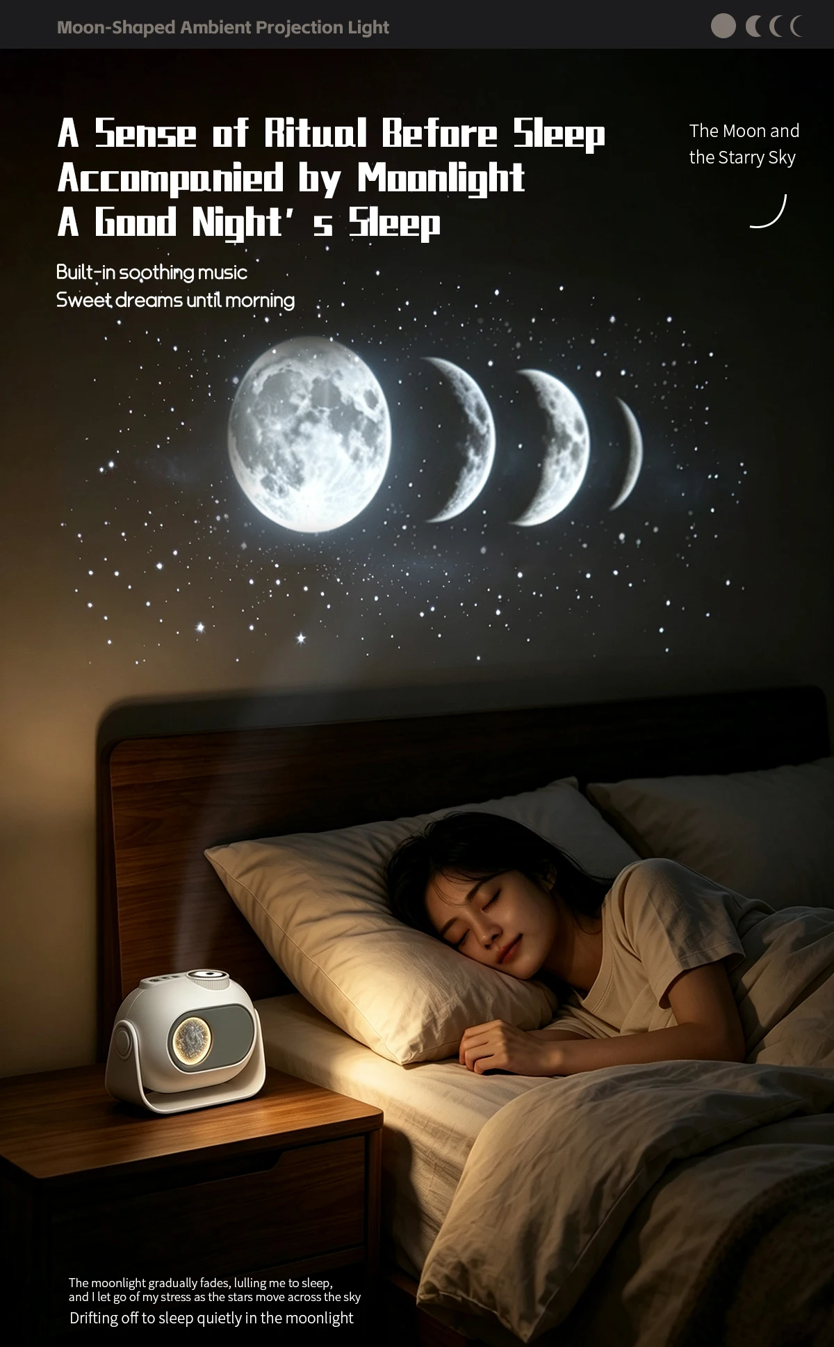 Starry Star Eclipse Projection Night Light With Music HD Focus White Noise Atmosphere Night Light For Bedroom Decor Kids Gift