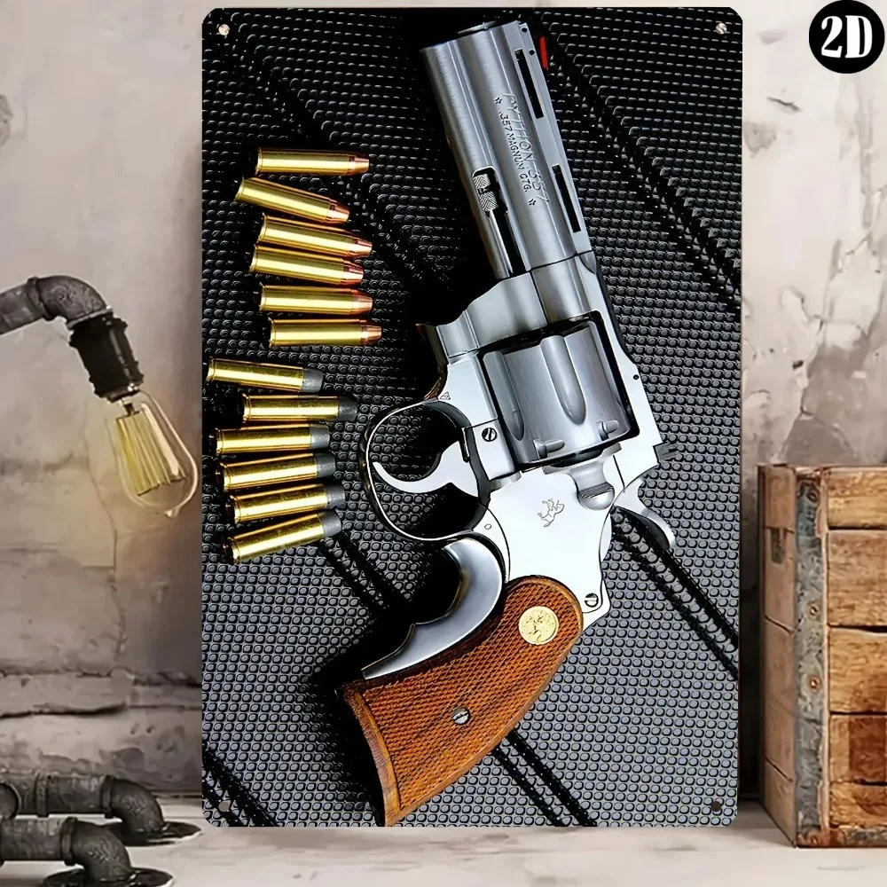 （2D Tin painting）Themed Metal Wall Decor,Bullets Design, Perfect for Outdoor  Wall Art in Home, 2D Flat