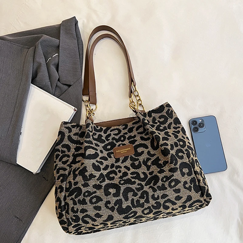 Modische Handtaschen für Damen mit großem Fassungsvermögen, Leoparden-Design, vielseitige Unterarm- und Schultertaschen, Einkaufstaschen für Damen