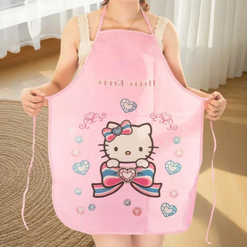 Sanrio Hello Kitty Cartoon Printed apron Cooking and Baking Household wipeable waterproof and oil-proof apron kitchen items