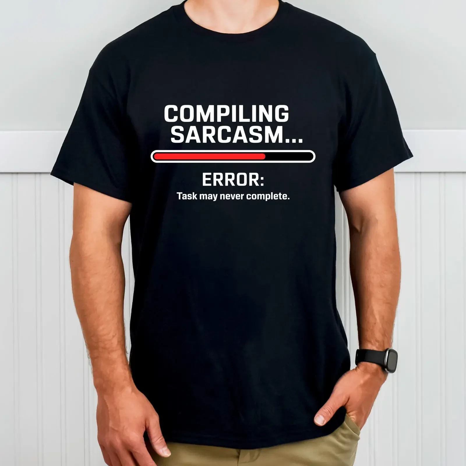 Programmer Cotton T Shirt amp quot Compiling Sarcasm S 2XL different colors vintage Washed Stretched homme Breathable