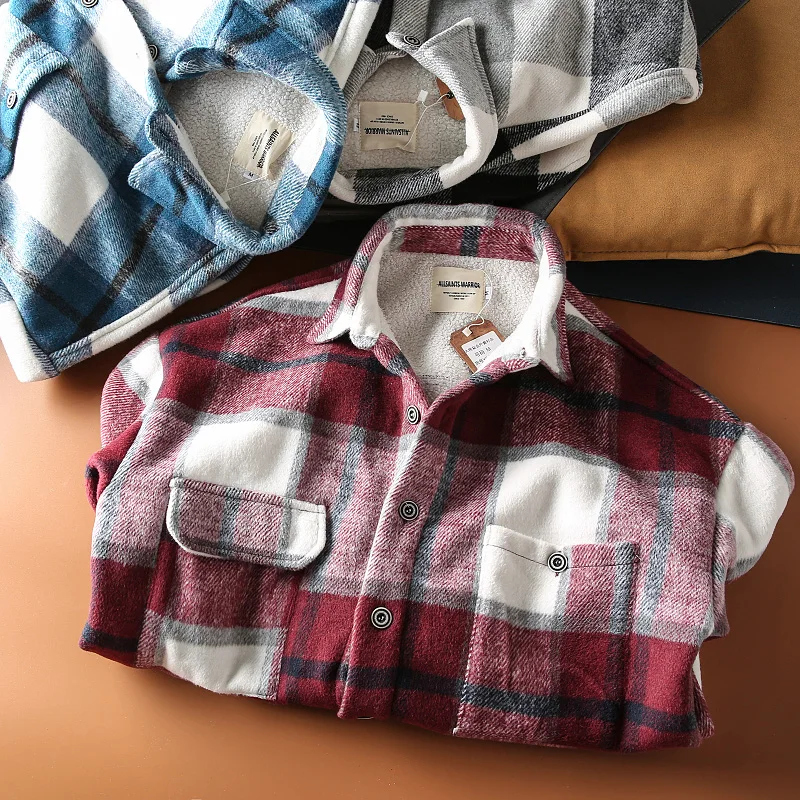 

Мужская повседневная фланелевая куртка-рубашка Thiened Fce, весенне-осенняя, в клетку, свободного кроя, теплая, на пуговицах, с длинными рукавами