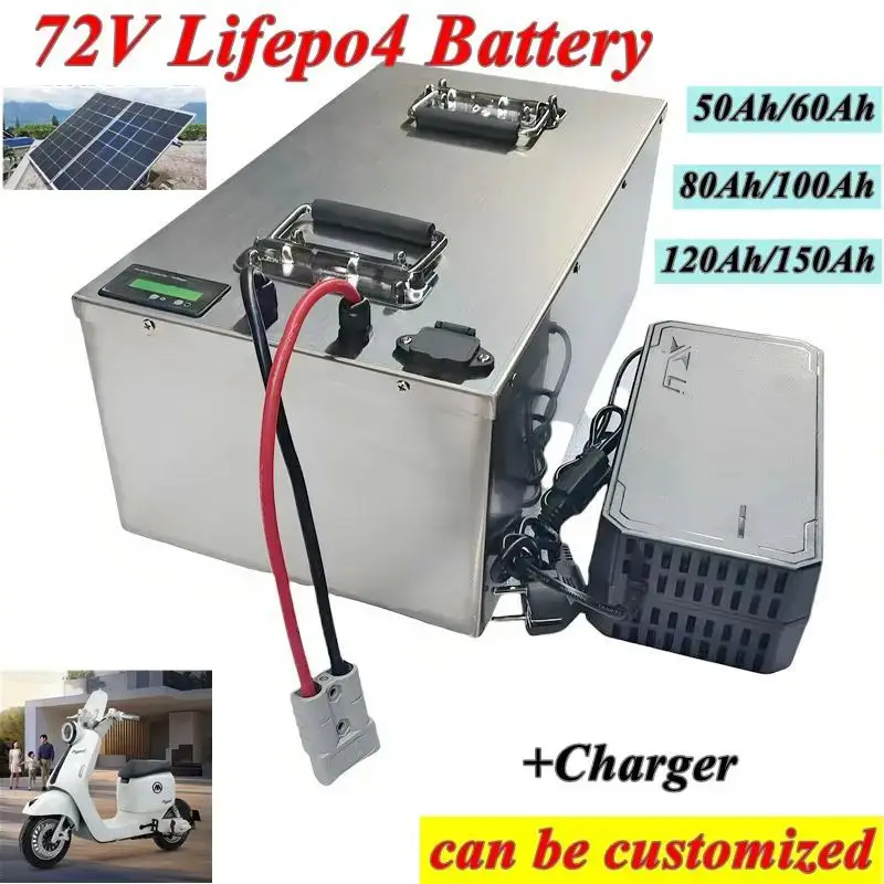 

50Ah 60AH 80AH 100AH 120AH 150Ah 200AH 72V/LifePo4 Lithium Battery, Golf Cart, Electric Vehicle+Charger