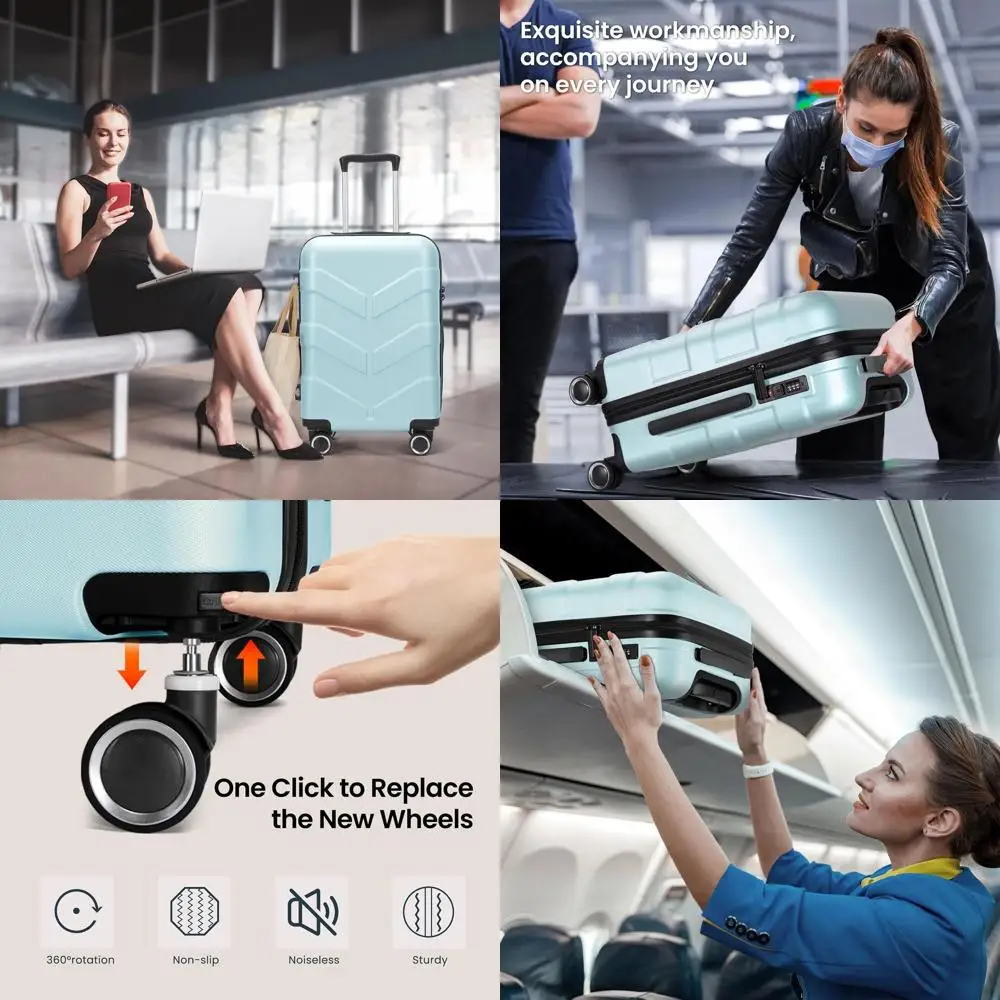 

20-inch Lightweight Spinner Luggage, Airline Approved, 22x14x9, Unisex Green Carry-On