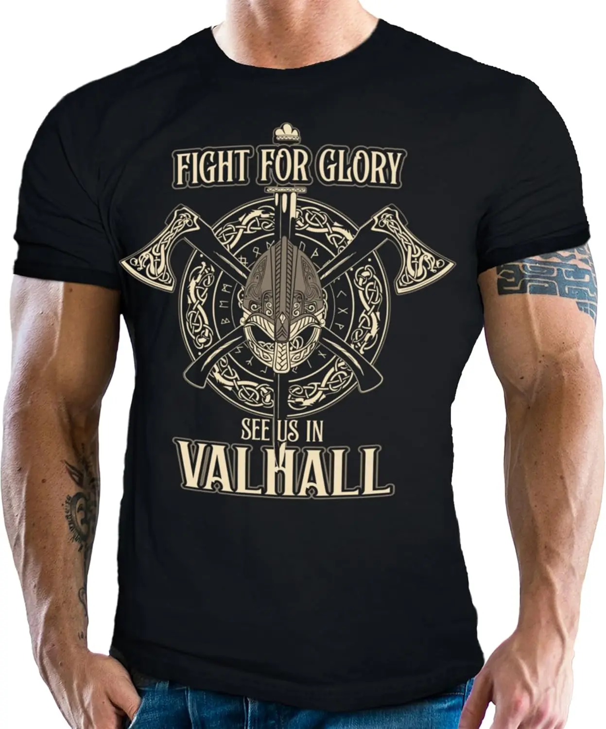

Fight for Glory See Us in Valhalla Nordic Warrior T-Shirt 100% Cotton O-Neck Short Sleeve Summer Casual Mens T-shirt Size S-3XL