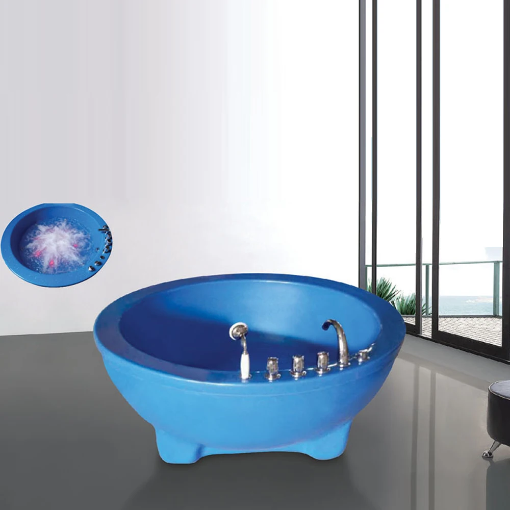 Modern 60/72 Inch Round Shape White Acrylic Bathtub Freestanding Soaking Bath with Embedded Drainer for Bathroom Application