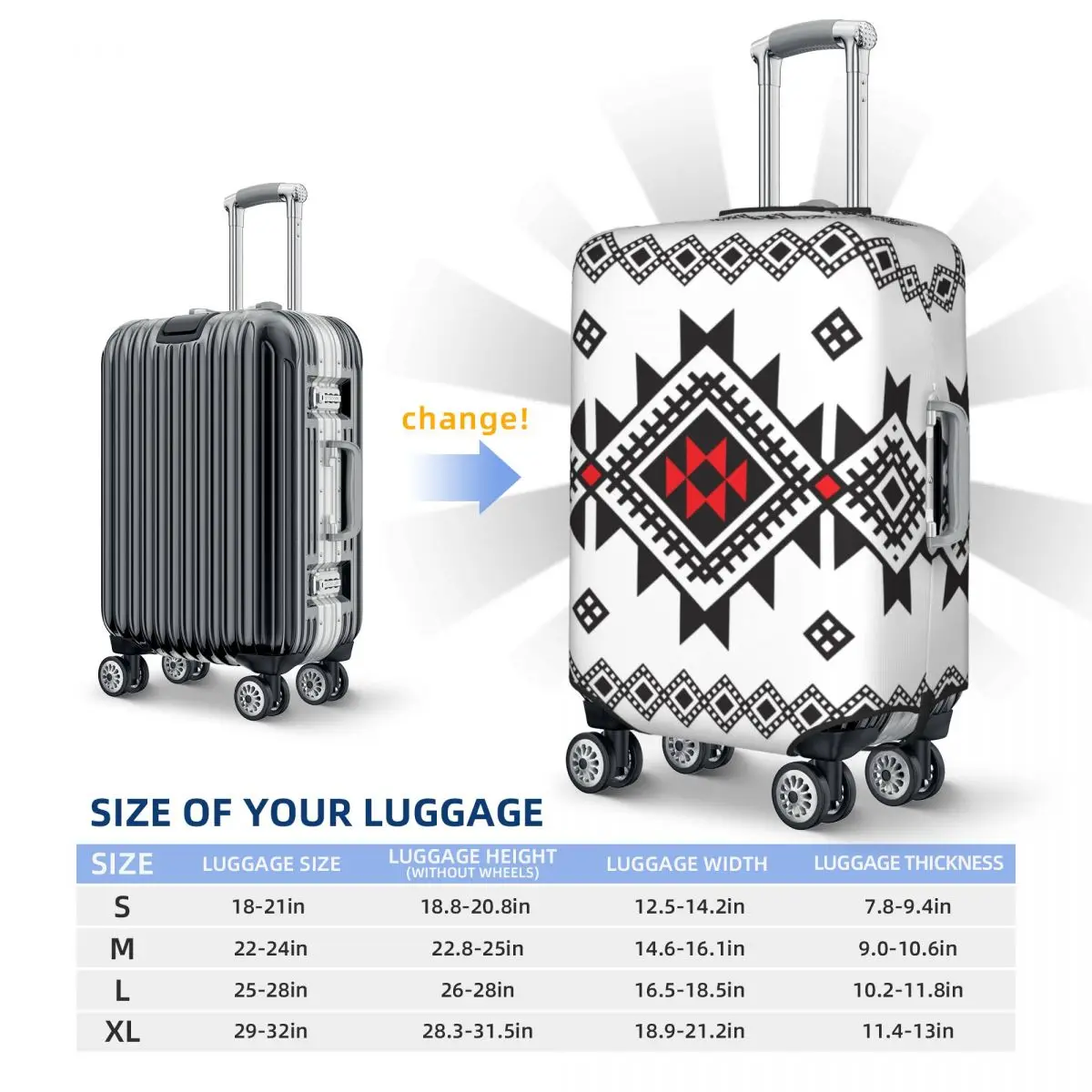 Custom Kabyle Amazigh Carpet Luggage Cover Cute Africa Geometric Morocco Style Suitcase Protector Covers Suit For 18-32 inch