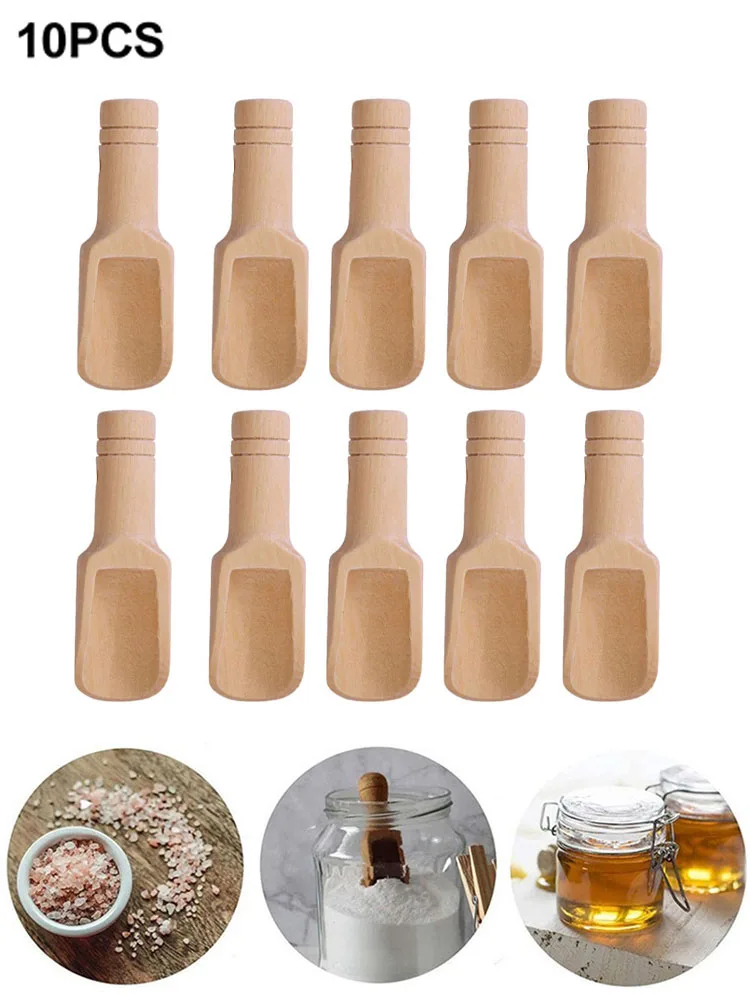 10 Stück Holz löffel Kaffee Tee Schaufeln Mini Süßigkeiten Bad Salz Gewürze Aromen Löffel Manualidaden Cucharas antike Löffel 2.4*7,8 cm – Detail 3