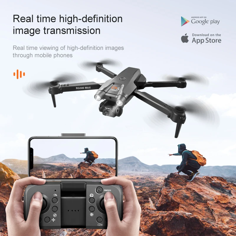 2023 New RG500 Max Drone Brushless Motor Dual4K ESC Professional WIFI FPV Obstacle Avoidance Four-Axis Folding Rc Quadcopter Toy