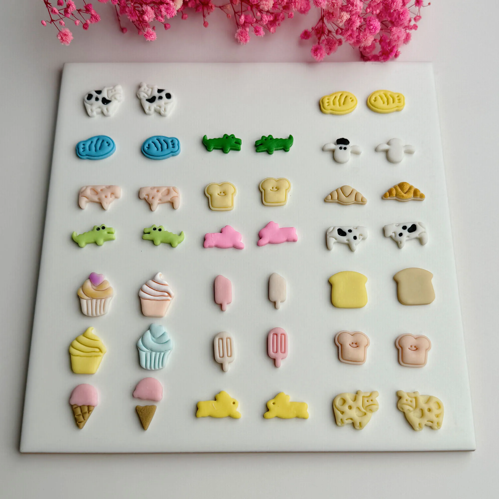 MINI Cute Crocodile/Cow/Rabbit/Cupcake/Toast/Bread Shaped Polymer Clay Cutters Mirror Cutting Mold For DIY Earrings Decoration