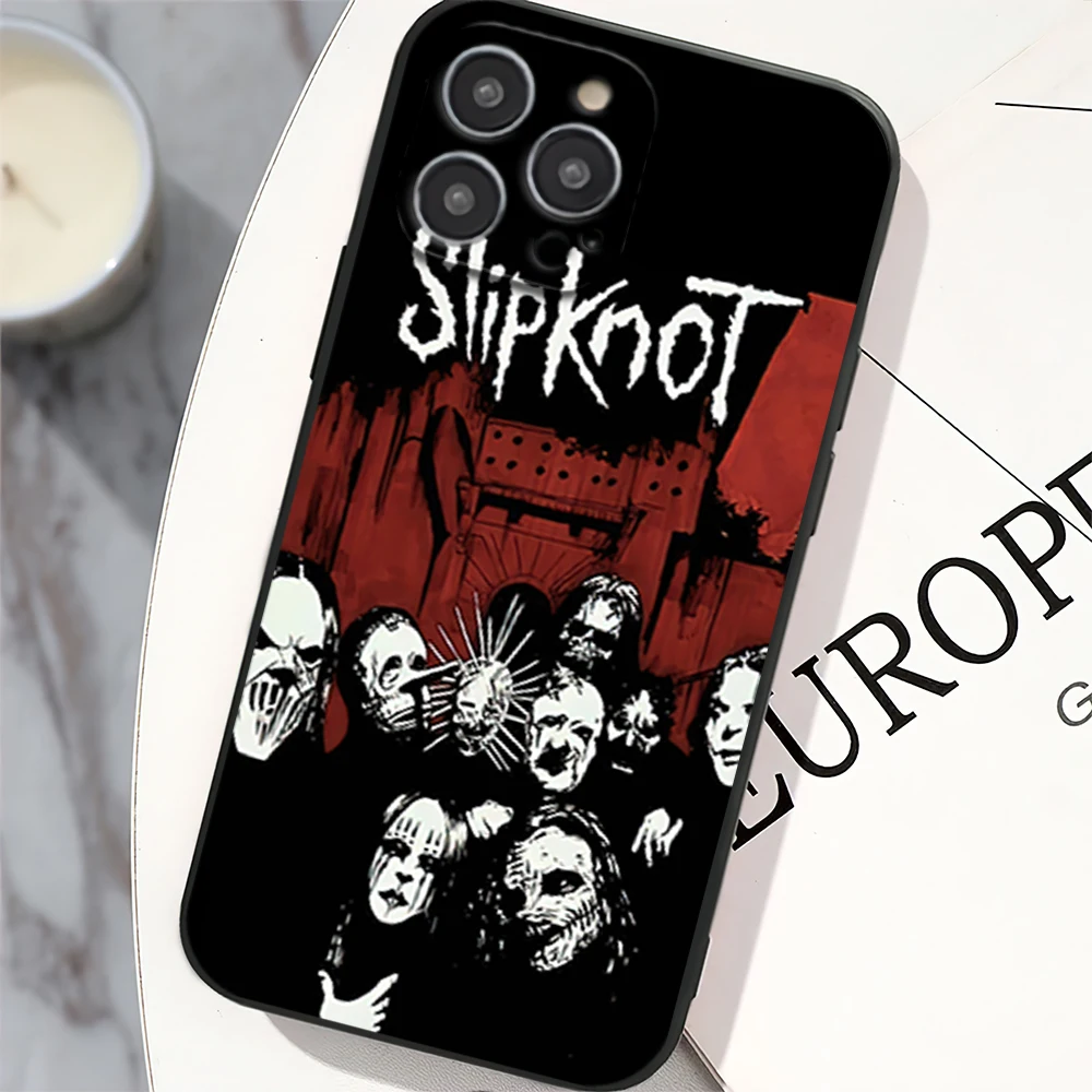 Band S-Slipknot Phone Case for iPhone 12 11 13 14 15 16 Max Pro Plus Black Soft Silicone Cover