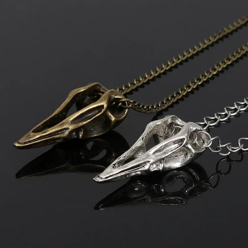 Nordic Odin Kraai Schedel Hanger Ketting Vintage Rvs Raven Skull Ketting Unisex Mannen Vrouwen Punk Heidense Sieraden Cadeau