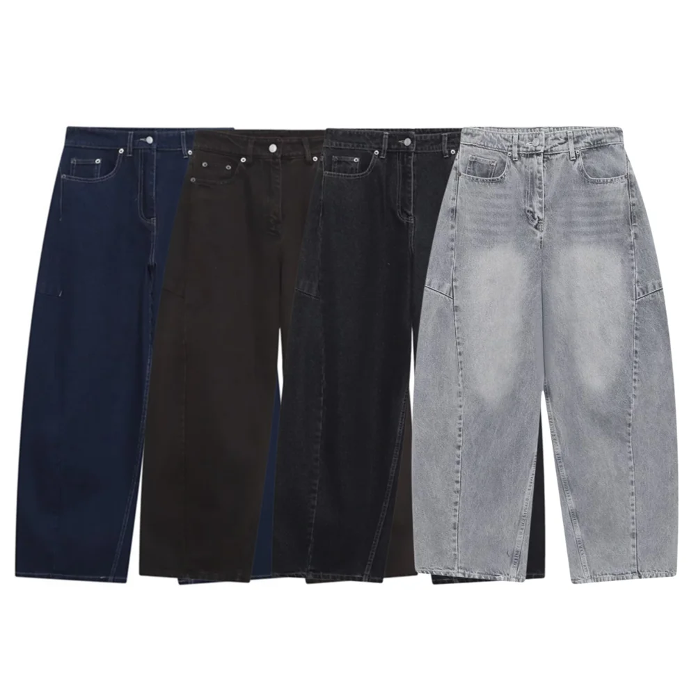 

Новые женские укороченные джинсы-баллоны Весна/Лето 2026, повседневные/для работы, со средней посадкой, с эффектом потертости