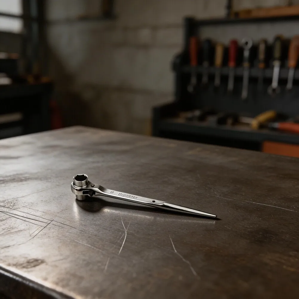 

Инструмент для обслуживания цепных пил и ремонта электроинструмента: остроконечный хвостовик-трещотка с покрытием для работы с цепями и шинами