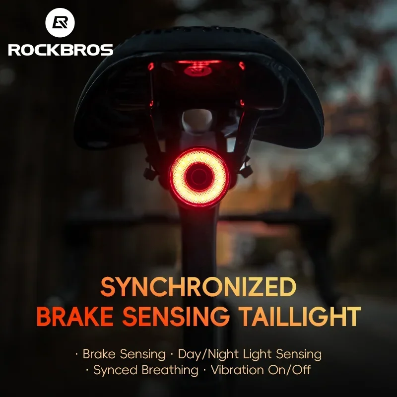 

ROCKBROS BicycleTaillight Smart Brake Sensing Day/Night Sensing Waterproof Type-C Cycling Taillight Bike Accessories R Series