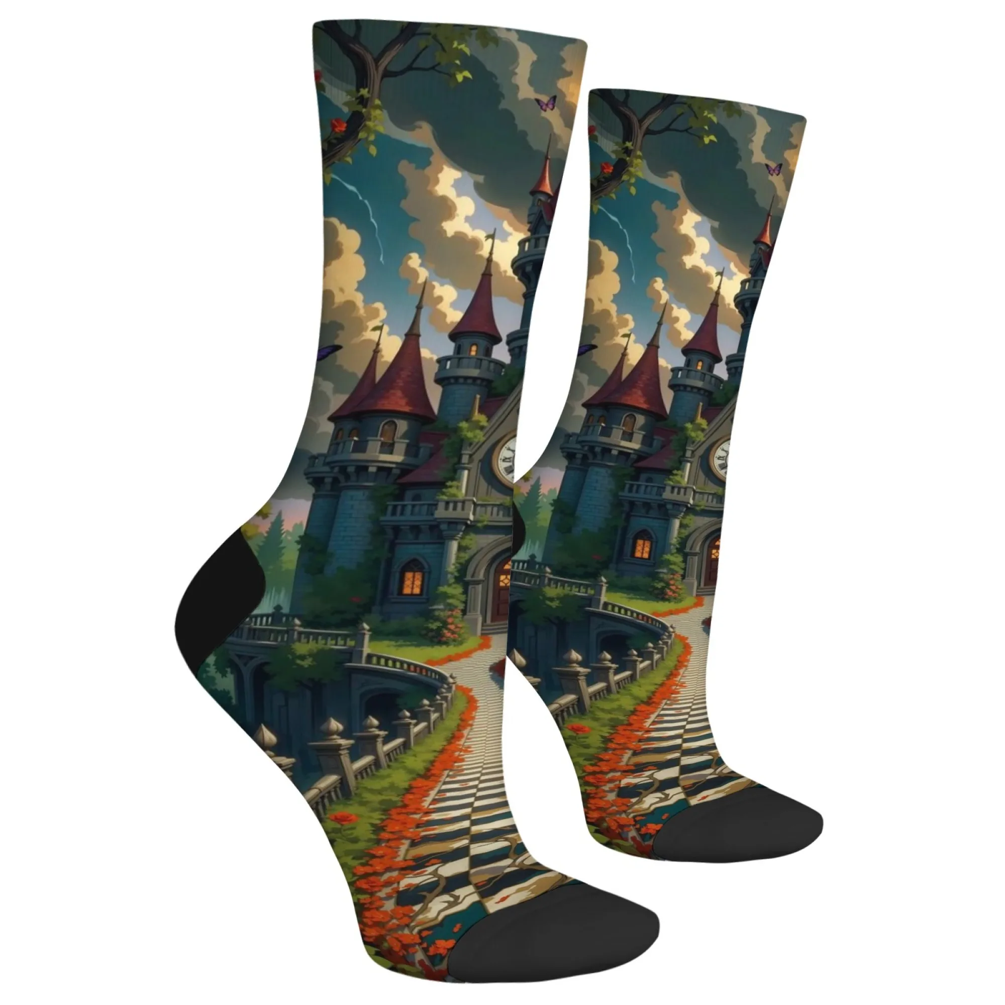 Calcetines con estampado de dibujos animados de Time Castle, novedad, divertidos calcetines para hombre, estilo Harajuku, cómodos, cálidos, informales, calcetines de moda, regalo de fiesta loco