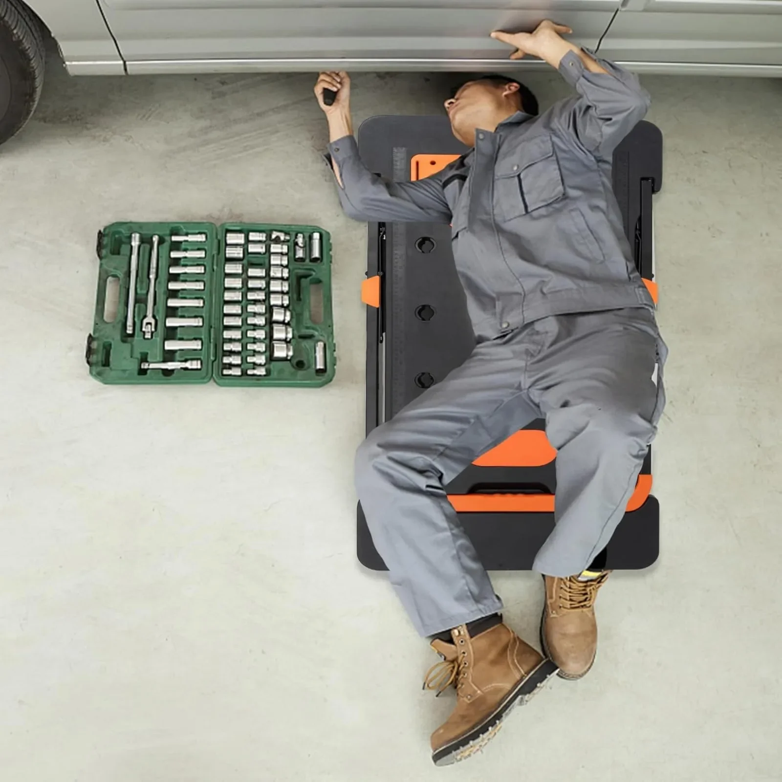 7-in-1 Multifunctional Work Platform, Portable Folding Work bench, Saw Horse, Car Creeper and Hand Truck