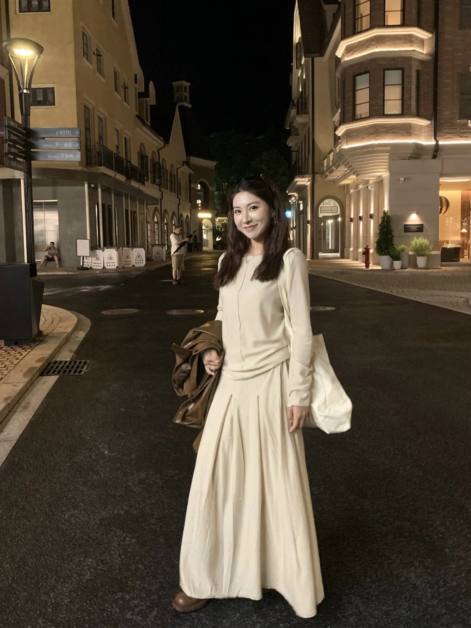 

Icebella, осенний свободный вязаный комплект из топа и юбки Moonlight с драпировкой, сенсация, ленивый повседневный женский ансамбль Faion