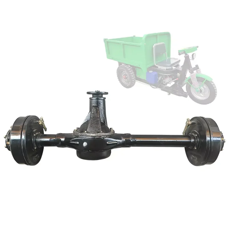 For 1430mm 2 Ton Drive Rear Axle with 1:5 Ratio Differential Oil Brake Hub Wheel for Tricycle Trike Rickshaw Heavy Duty