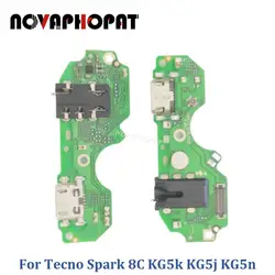 For Tecno Spark 8C KG5k KG5j KG5n USB Dock Charger Port Plug Headphone Audio Jack Microphone MIC Flex Cable Charging Board