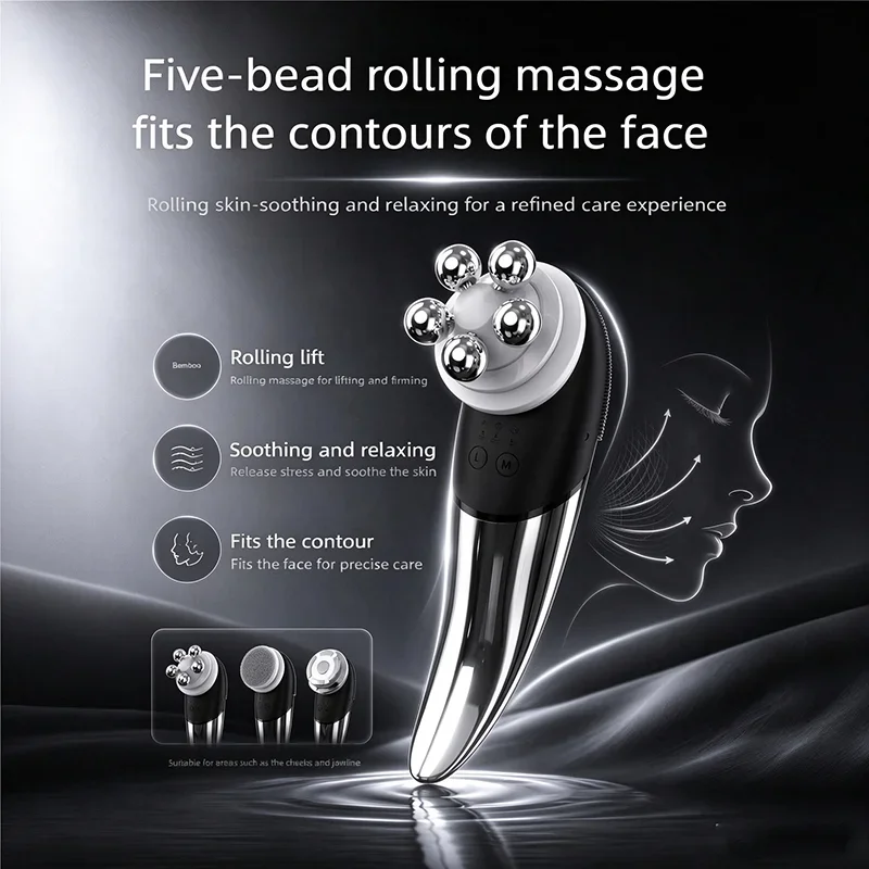 3 In 1 EMS Facial Massager Microcurrent Face Lifting Deep Cleaning Wrinkle Removal Red Light Skin Tighten Skincare Beauty Device