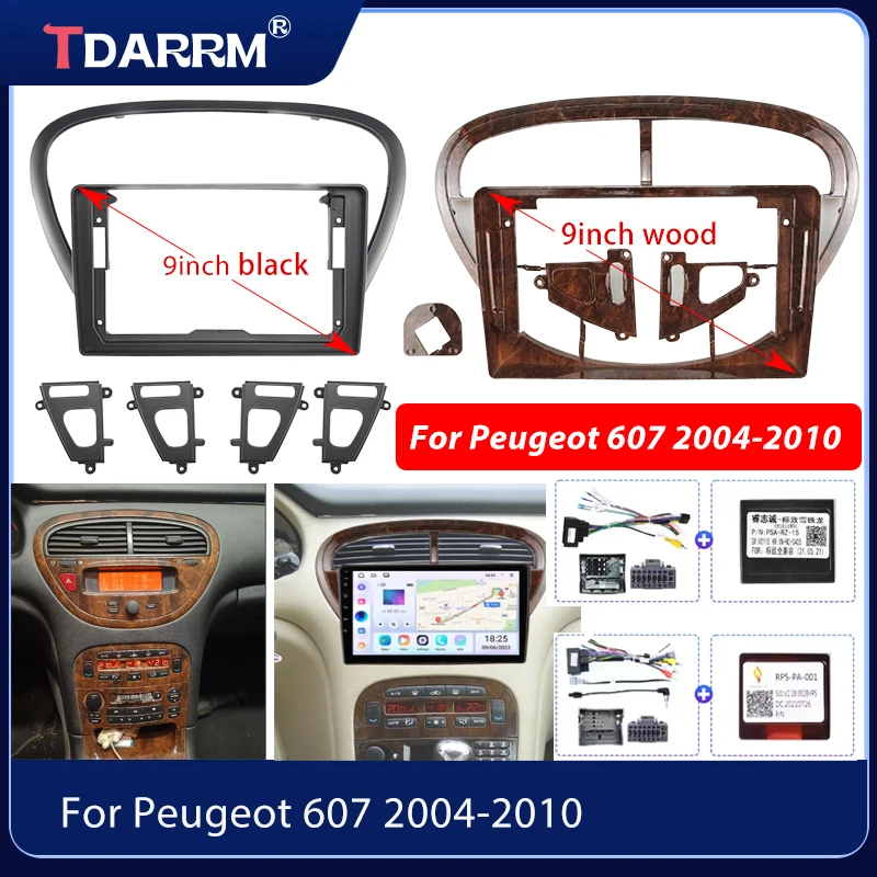 

TDARRM 9 Inch Car Frame Fascia Adapter Canbus Box Decoder For Peugeot 607 2004-2010 Android Radio Dash Fitting Panel Kit