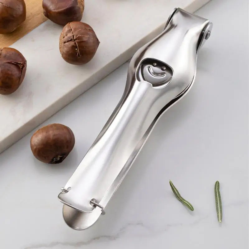 

Chestnut Opener Stainless Steel Nut Opener Clip Multifunctional Nut Opener Clip Portable Hazelnuts Breaker With Silicone Pad For