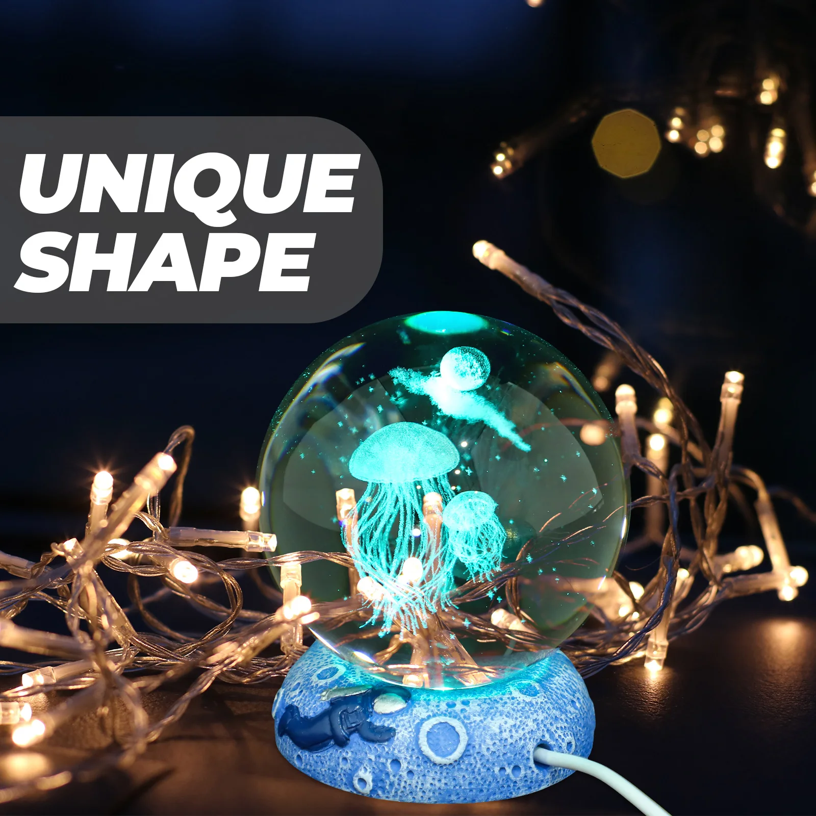 

3D Crystal Ball Night Light Nightlight Base Balls Lighted Sphere Led Lamp Carvings Decorations