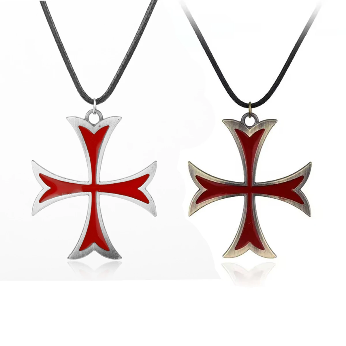 1Pc Retro Templar Pendant Necklace Gothic Punk Metal Sweater Chain Men And Women Necklace Jewelry Accessories Holiday Gifts