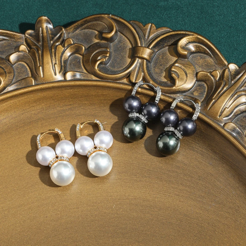 Vintage Black White Pearl Earrings For Woman Wedding Party Accessories Luxury Quality Gold Plated Jewelry Gift Trending 2026 New