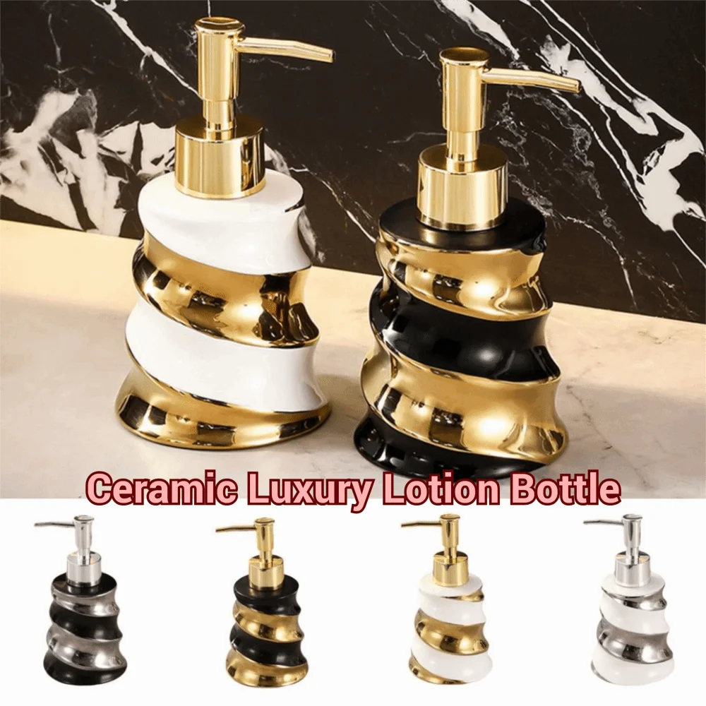 

Small Ceramic Luxury Lotion Bottle Refillable 200ml Countertop Sink Soap Dispenser Reusable Waterproof Sub Bottle Fluid