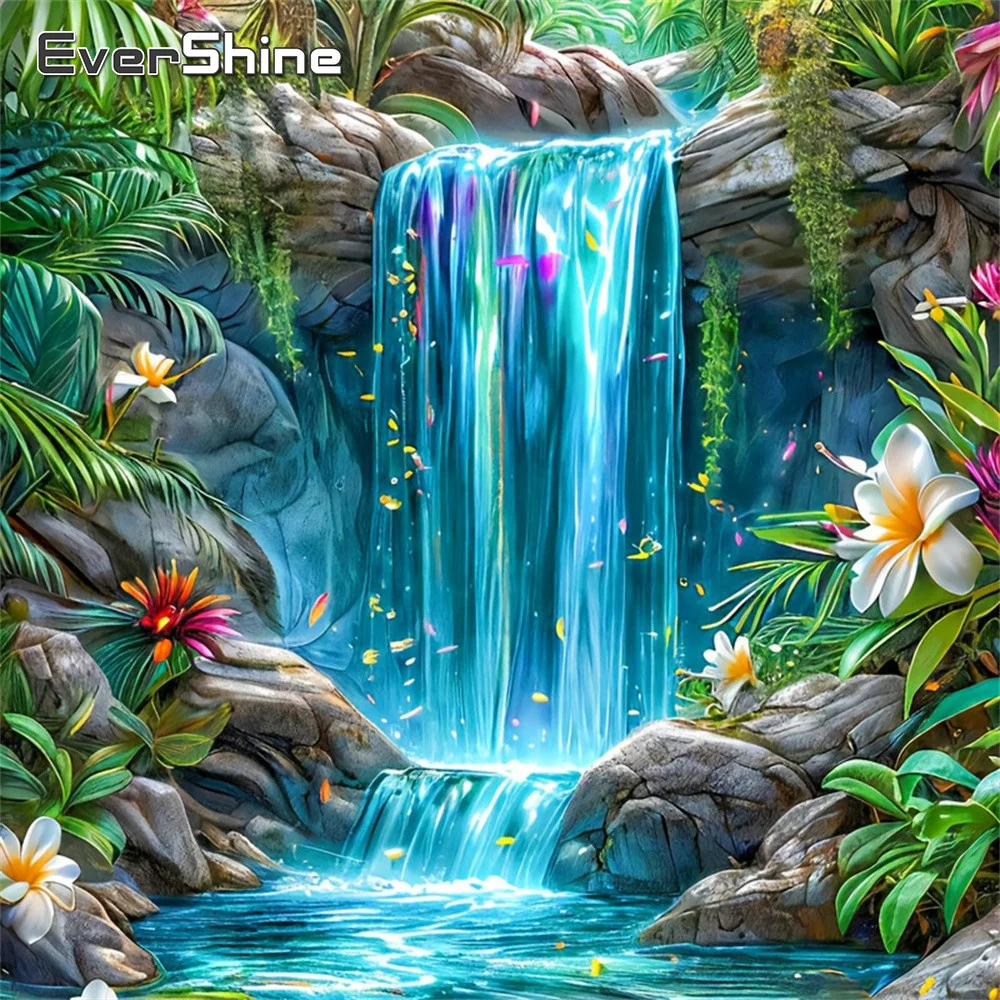 Evershine Diamantmalerei Landschaft Vollflächige Quadratische Stickerei Wasserfall Strass-Bild Mosaik Berg Handgemachtes Hobby