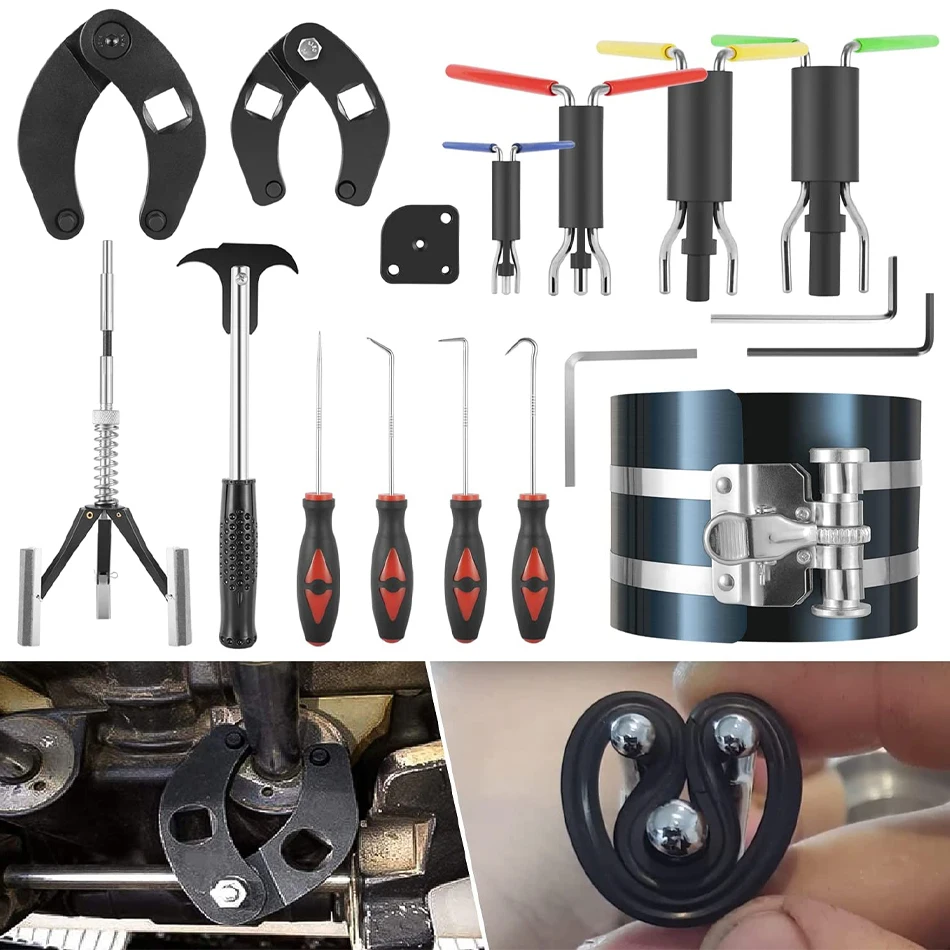 17PCS Hydraulic Cylinder Repair Tool Kit Rod/Gland Wrench Seal Installer Hydraulic U-Cup Twistor Tool For skid steers loaders