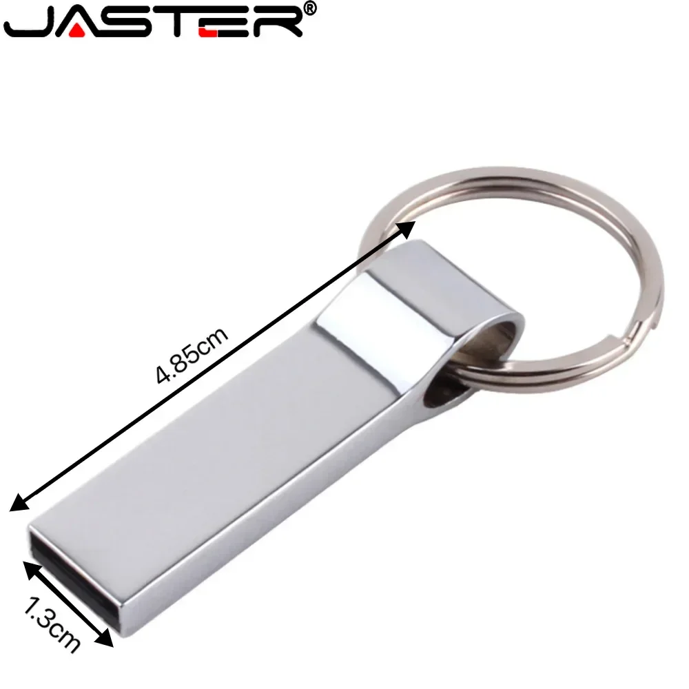 JASTER Metal USB Flash Drive 128GB Silver Waterproof Memory Stick 64GB Shatterproof Pen Drive 32GB Fast Transmission U Disk 16GB