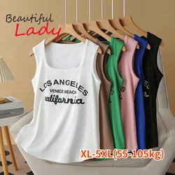 XL-5XL de talla grande para mujer, Camiseta deportiva elástica, Top femenino, camiseta sin mangas