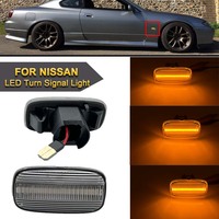 2pc Fender Flare Lamps Sequential LED Turn Signal Lights Clear Lens For 99-02 Nissan Silvia S15 Skyline R34 Bluebird Sylphy