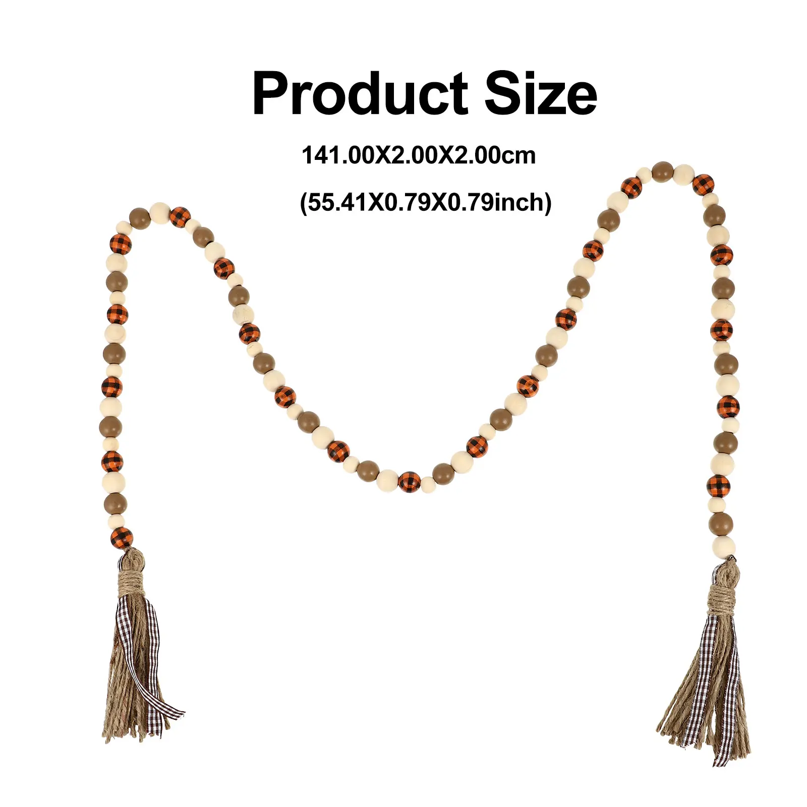 

1pc Wooden Beads Decor Halloween Pendant Vintage Wall Hanging Tassels Home Hemp Rope Wood Bead Ornament