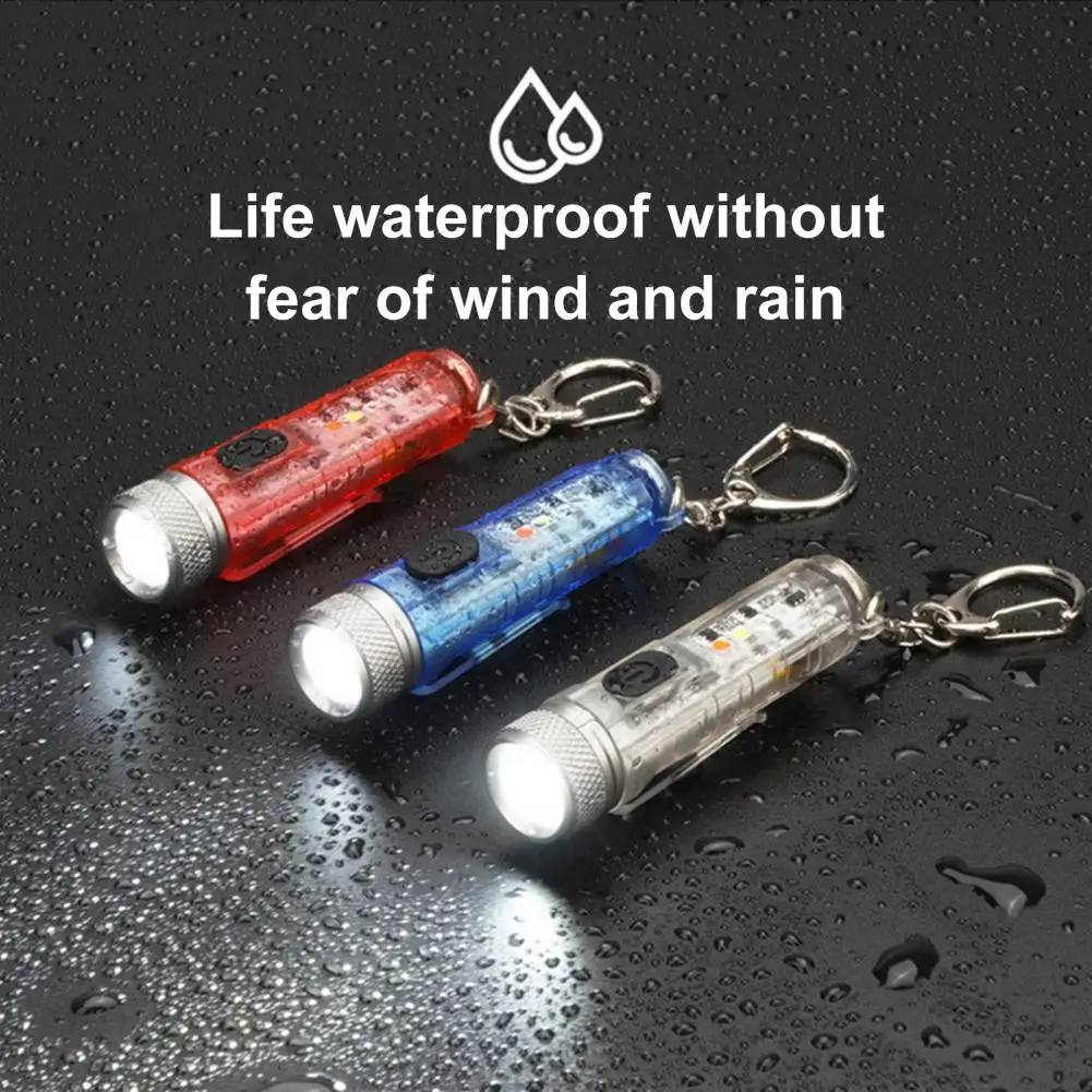 Mini Keychain Flashlight TYPE-C Fast Charging Multi-function IP66 Waterproof LED Magnetic Warning Camping Flashlight