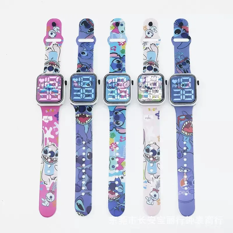 새로운 디즈니 스티치 어린이 시계 소년과 소녀 어린이 전자 시계 패션 디지털 시계 여성 Relógio Infantil