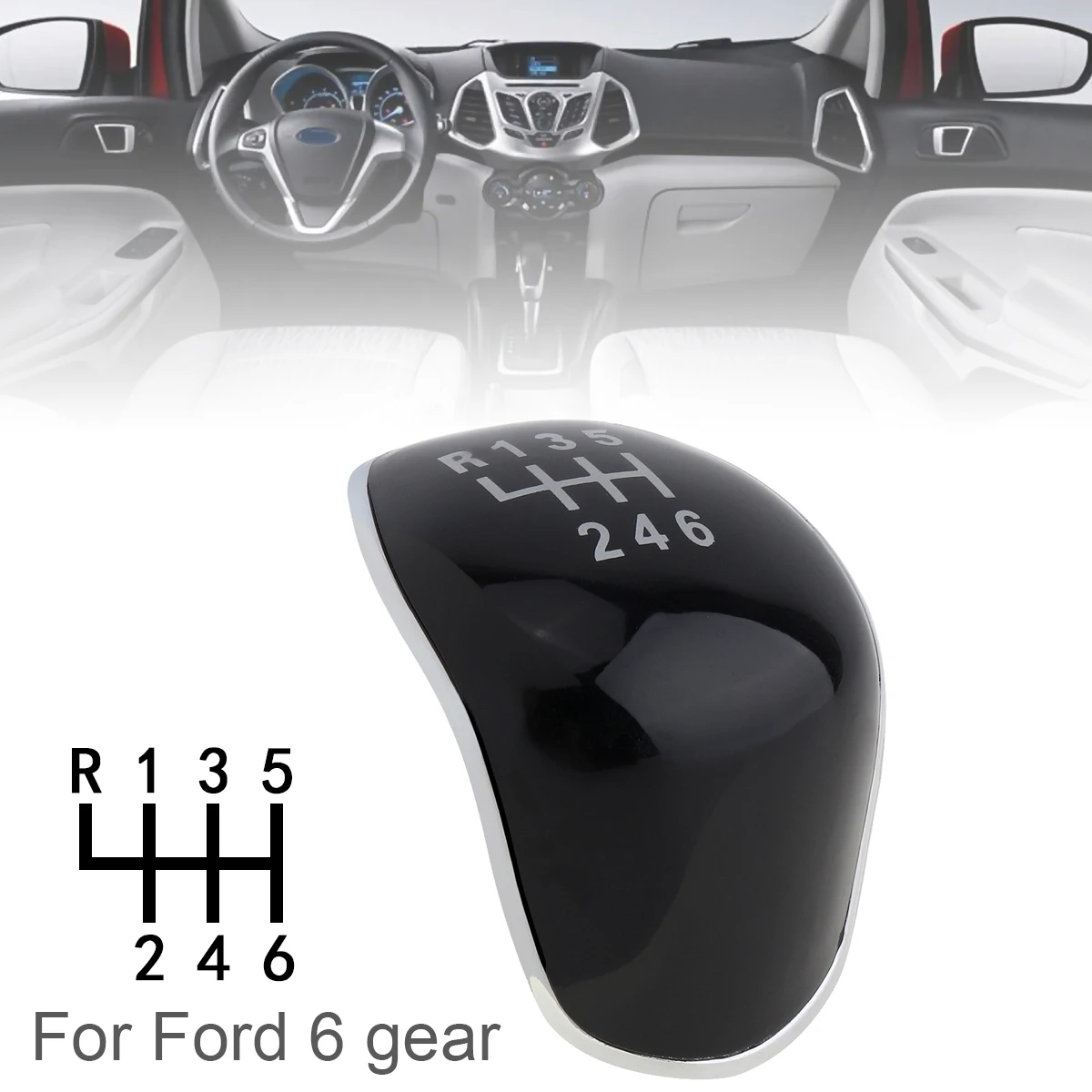 

6 Speed Manual Styling Gear Shifter Shift Lever Knob Stick Handball Head Cover for Ford Focus Fiesta Mondeo 2007-2013 6 Gears