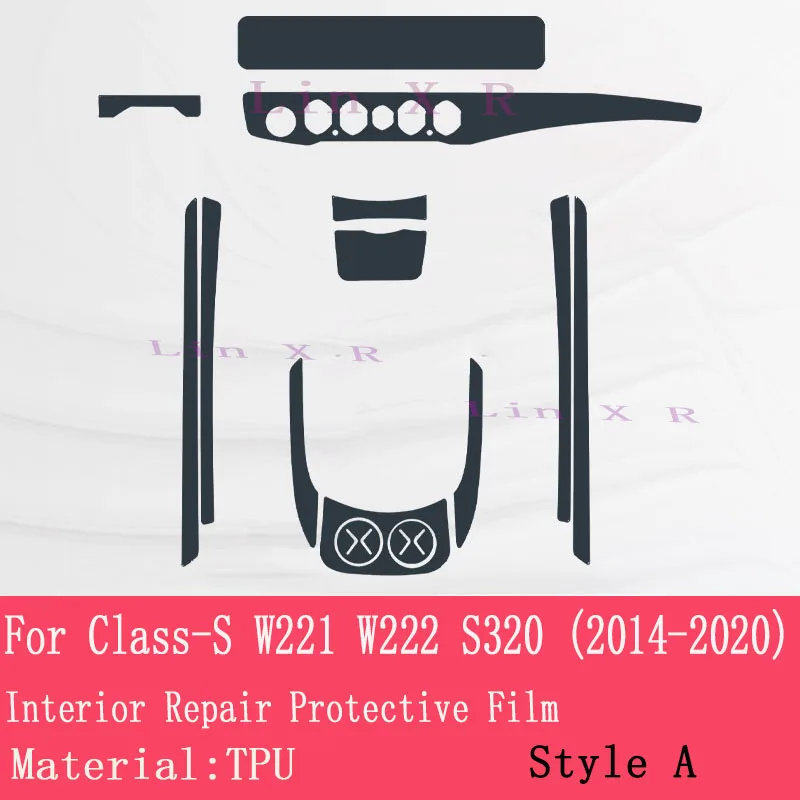 For Mercedes Benz Class-S W221 W222 S350 S450 2014-2020 Car Console Gearbox Panel Film Salon Frame Cover Sticker Strips TPU - Image 6