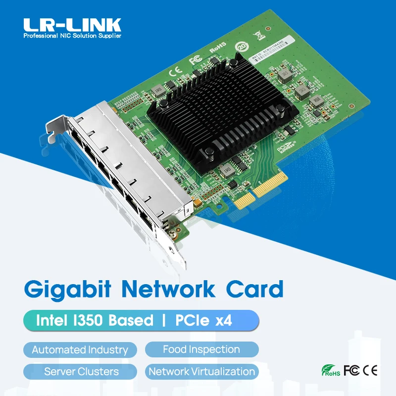 Imagem -02 - Lr-link 2006pt Seis Portas Gigabit Pcie x4 Placa de Rede Rj45 Pci Express Lan Ethernet Servidor Adaptador Intel I350 Nic