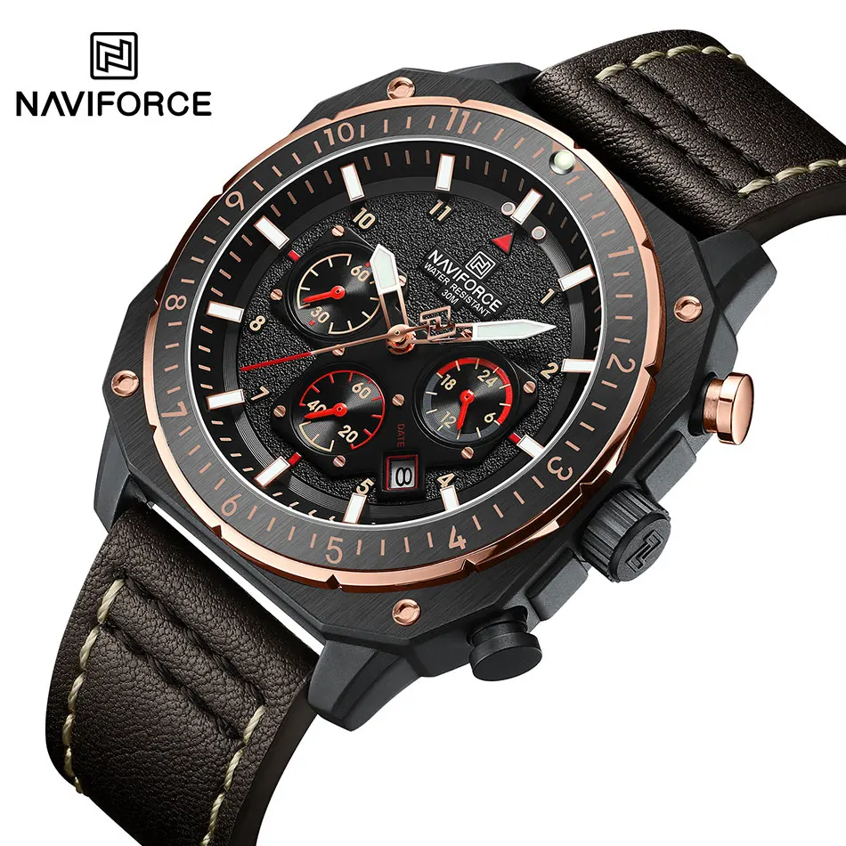 

NAVIFORCE Retro Sport Watch Fashion Waterproof Quartz Wristwatch Men Square Man Watches Leather Strap Quartz Watch Reloj Hombre