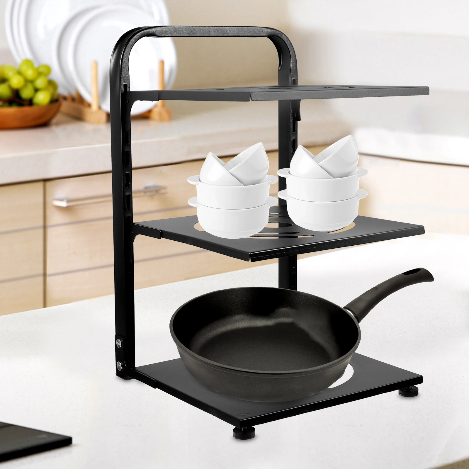 

Pot Stand Countertop Kitchen Cabinets Drying Rack Dishes Organizer for Pan Cutting Board