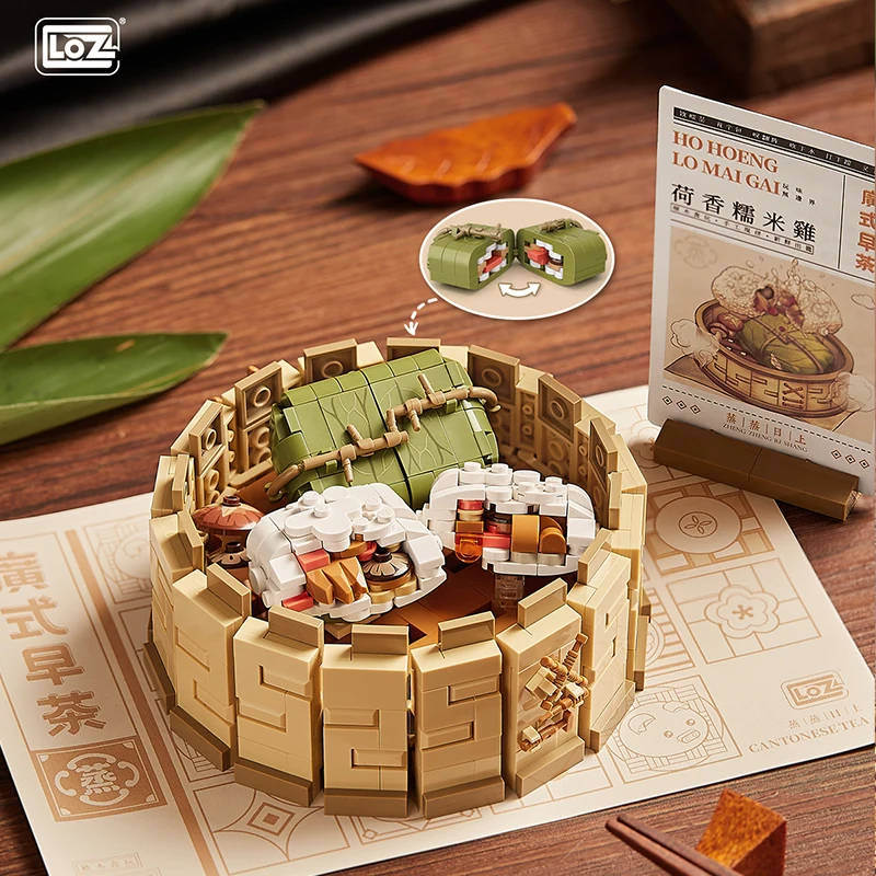 LOZ Creative Cantonese Morning Tea Snack Mini Bricks Building Block MOC Delicious Food Sets For Children Girl Friends Toys Gifts