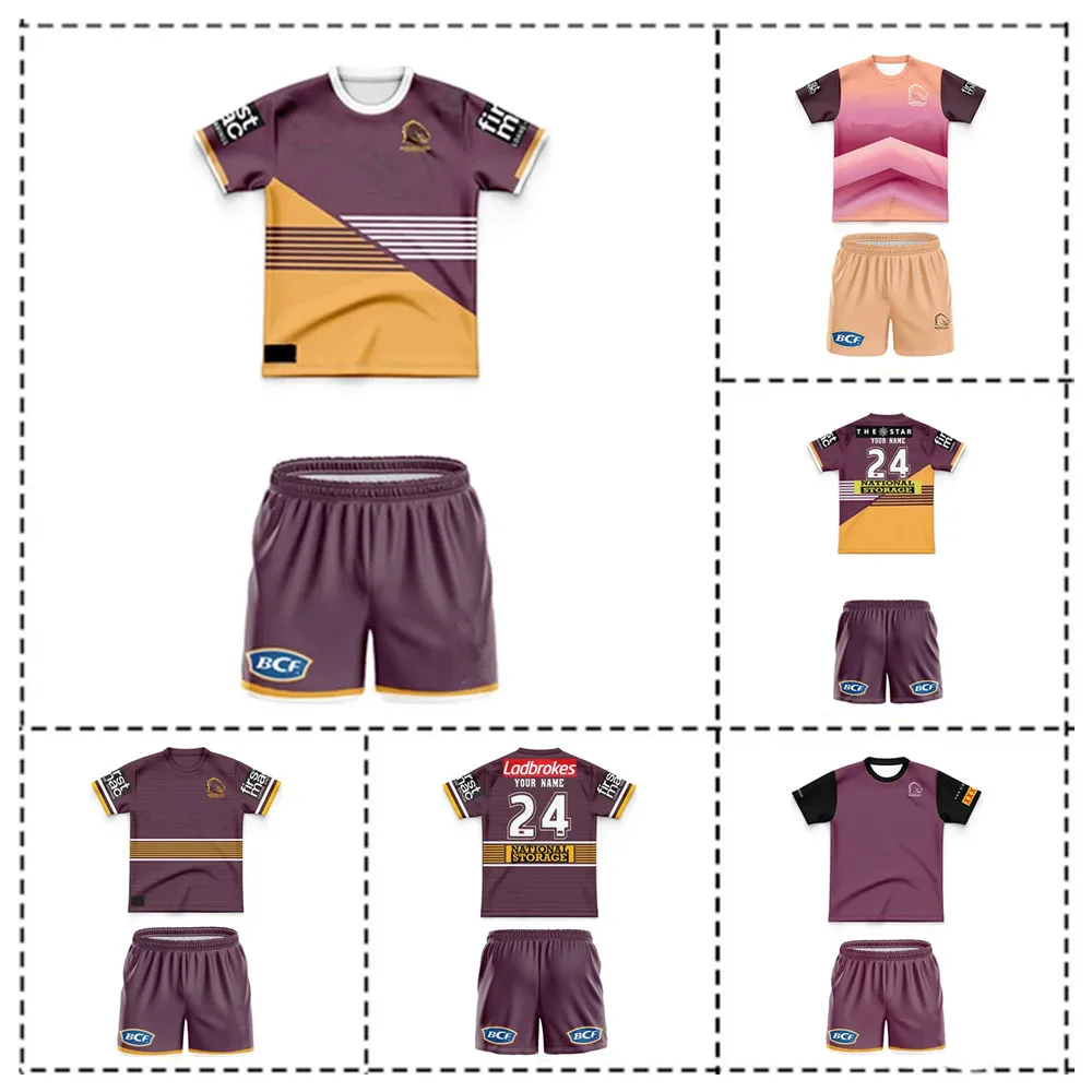 

2024 Brisbane Broncos Kids Kit Home / Away / Training Rugby Jersey Size:16-26 （Print Custom Name Number）