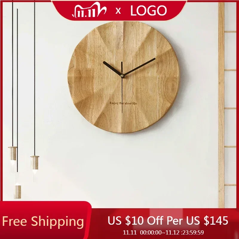 

Living Room Wall Clocks Wooden Aesthetic Design Minimalist Restaurant Silent Wall Watch Nordic Reloj De Pared Home Decoration