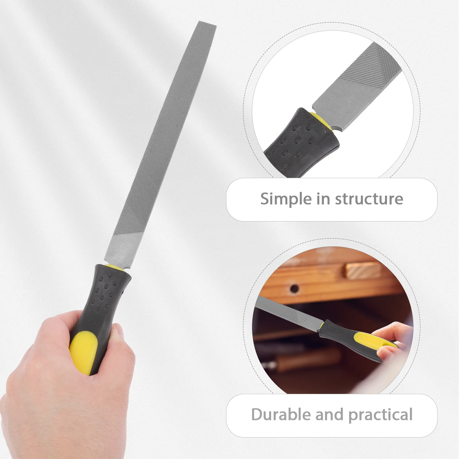 مبرد مسطح احترافي مع مقبض، مادة عالية الجودة، متينة وسهلة التخزين لتلميع المعادن ومنظم التعليق #2